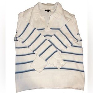 White and blue striped sweater